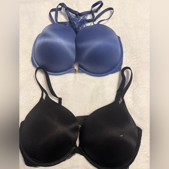 Victoria Secrets Women's Blue and Black Lace Trim Bras size 34DDD - Picture 1 of 13